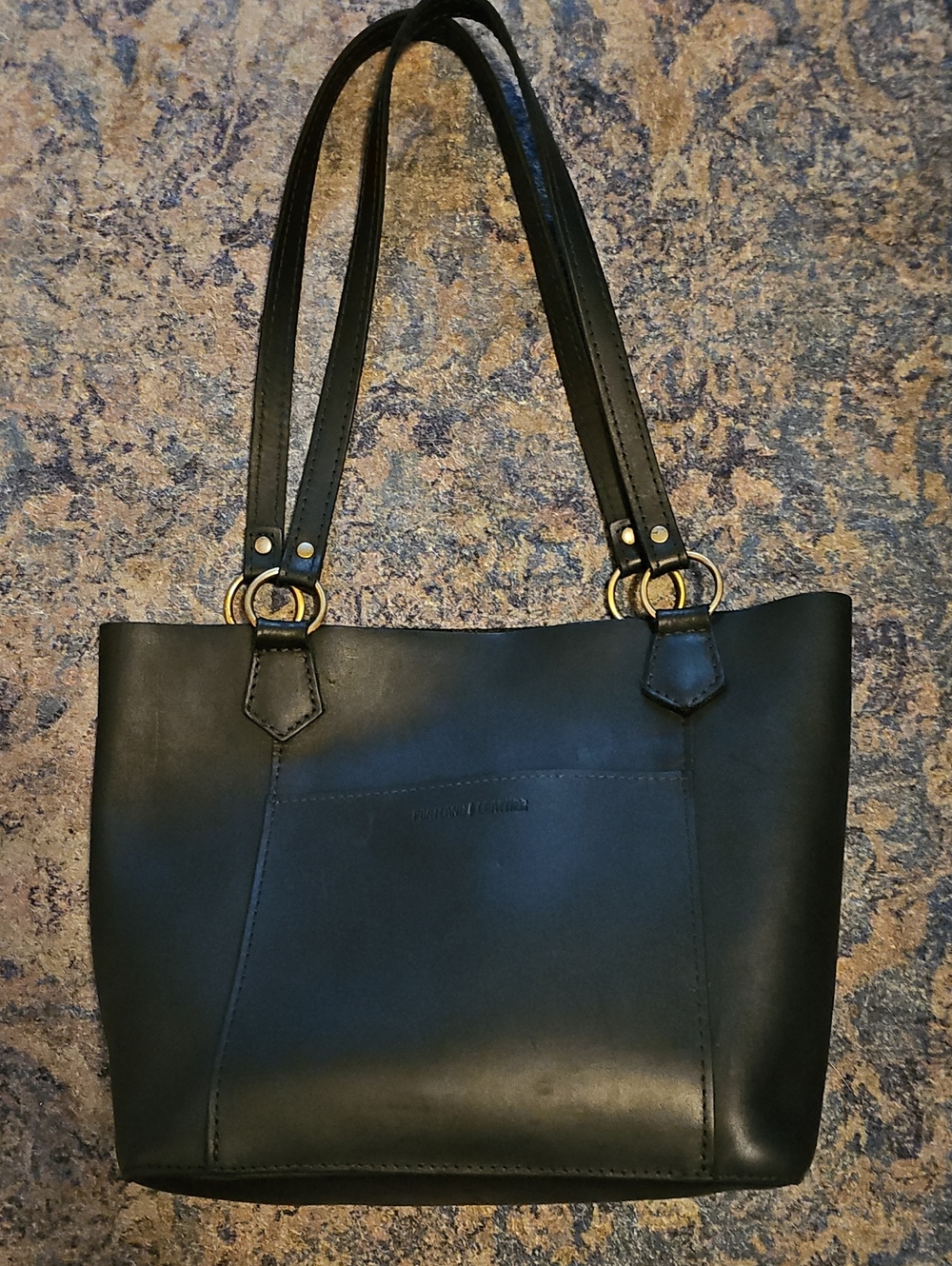 Portland Leather Goods Market Tote, Shadow Black, Open Top, Euc!